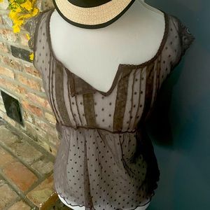 H&M sheer light brown top